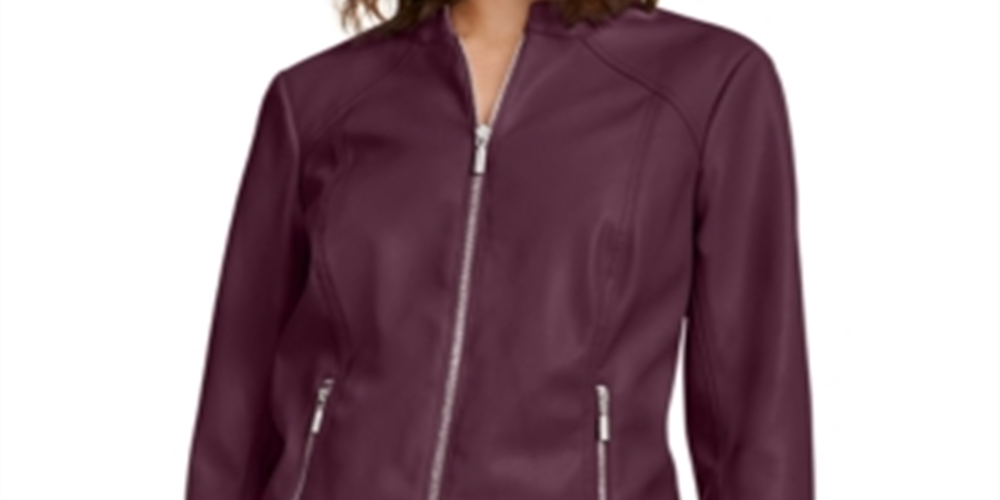 Alfani Women's Faux Leather Jacket Brown Size Petite Petite