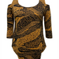 JM Collection Women's Printed Cold Shoulder Top Yellow Size X-Small