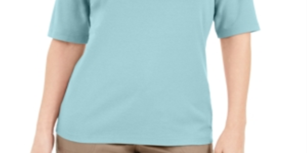 Karen Scott Button-Detail V-Neck Top Blue Size 2XL