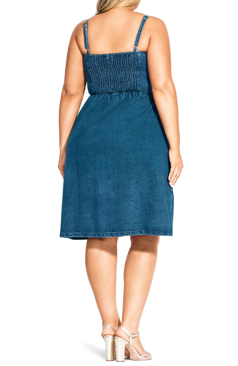 City Chic Women's Trendy Cotton Denim Button Front Dress Blue Size 16W