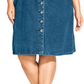 City Chic Women's Trendy Cotton Denim Button Front Dress Blue Size 16W