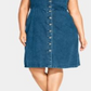 City Chic Women's Trendy Cotton Denim Button Front Dress Blue Size 16W