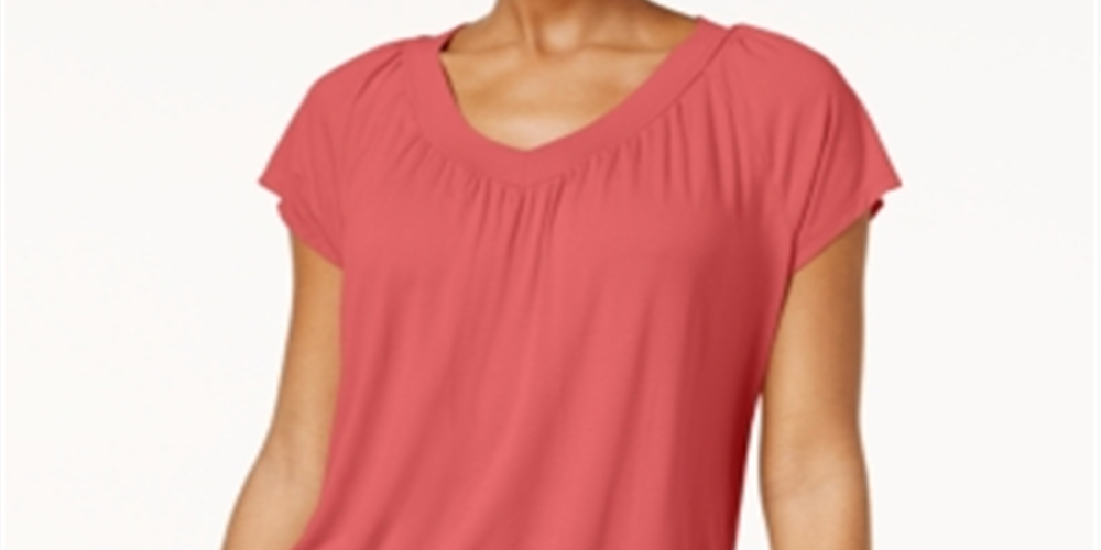 JM Collection Women's Blouson T-Shirt Orange Size M