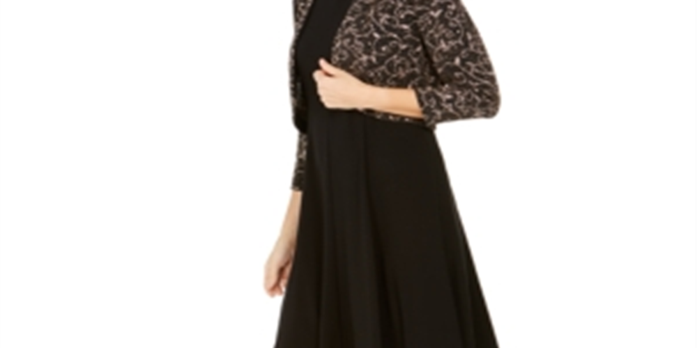 Jessica Howard Women's Embellished Bolero Jacket & Dress Black Size 14 Petite