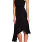 CeCe Women's Ruffled Cascading Sleeveless Halter Below the Knee Party Fit Flare Dress Black Size 4