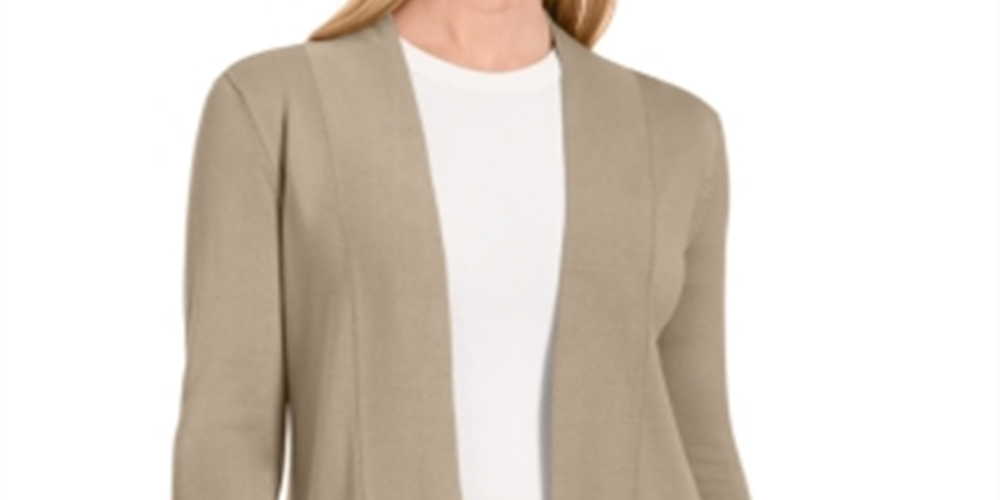 JM Collection Women's Open Front Cardigan Brown Size Medium