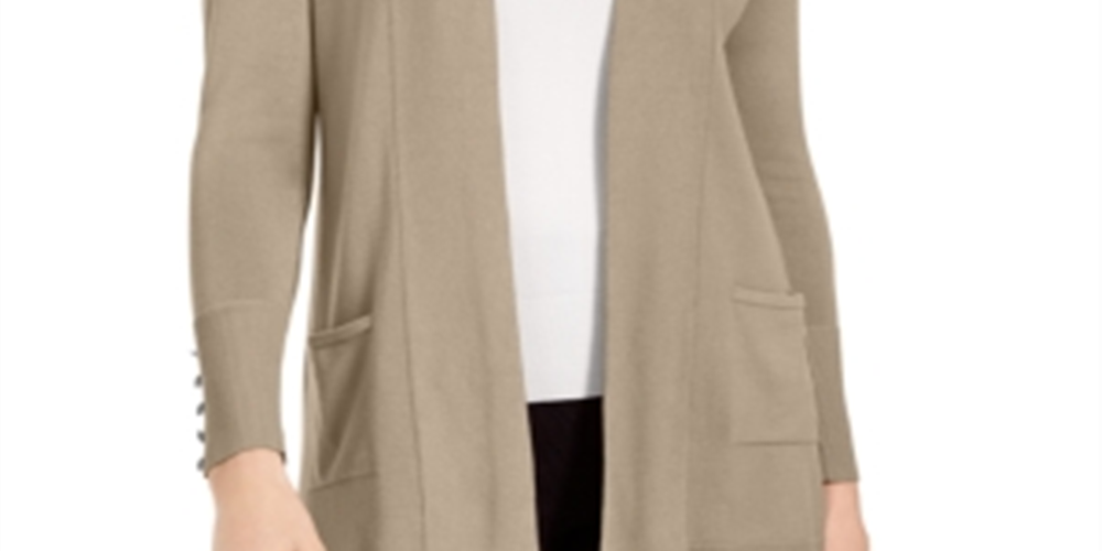 JM Collection Women's Open Front Cardigan Brown Size Medium