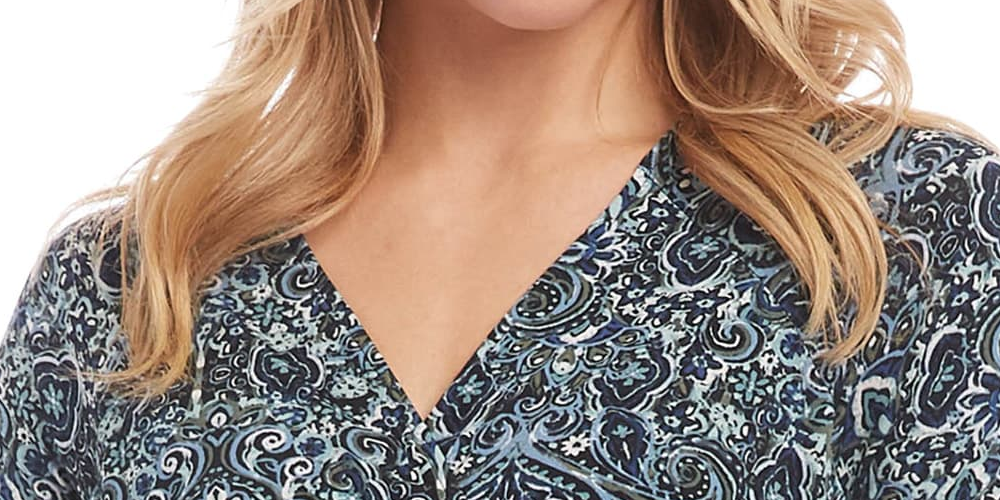 Karen Kane Women's Printed Faux Wrap Dress Print Blue Size X-Large