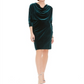 Jessica Howard Women's 3/4 Sleeve Knee Length Sheath Dress Green Size 14 Petite