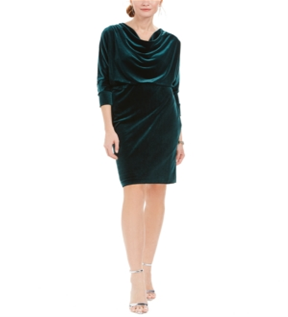 Jessica Howard Women's 3/4 Sleeve Knee Length Sheath Dress Green Size 14 Petite