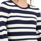 INC International Concepts Women's Ribbed Striped Long Sleeve Jewel Neck Sweater Blue Size Large