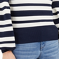 INC International Concepts Women's Ribbed Striped Long Sleeve Jewel Neck Sweater Blue Size Large