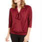 Alfani Women's Tie Neck Top Red Size Petite S