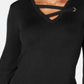 JM Collection Women's Grommet Trim V Neck Top Black Size Petite XL