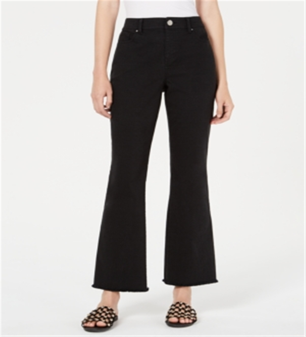 Bar III Women S Marley High-Waist Frayed-Hem Cropped Pants Black Size 14