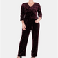NY Collection Women's Velvet Ruched Sleeve Jumpsuit Red Size Petite Small