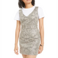 Bar III Women's Faux Suede Snake Print Mini Dress Black Size Medium