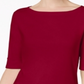 Karen Scott Women's Elbow Sleeve Top Red Size Petite L