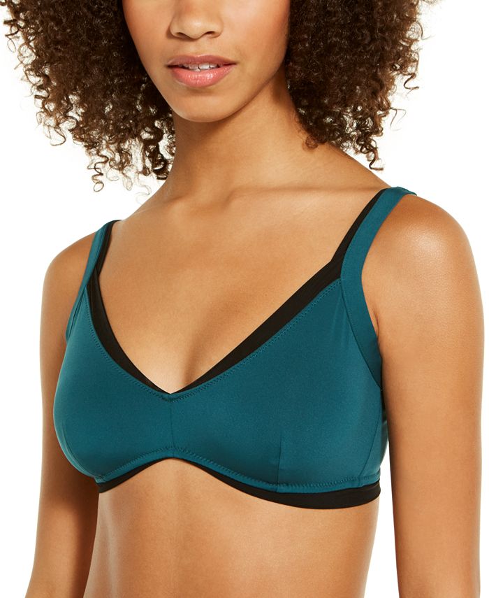 INC International Concepts Women's Colorblocked Triangle Bralette Green Size Large