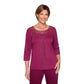 Alfred Dunner Women's Autumn Harvest Lace Trim Top Purple Size 3X