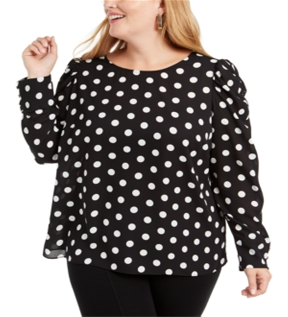 Alfani Women's Plus Polka Dot Top Black Size 4X