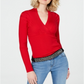 IINC International Concepts Women's Textured Long Sleeve V Neck Top Red Size XX-Large