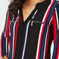 IINC International Concepts Women's Striped Long Sleeve V Neck Evening Top Black Size Large