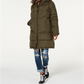 Maralyn & Me Junior's Faux Fur Trim Hooded Puffer Coat Green Size XX-Large