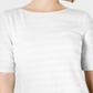 Charter Club Women's Cotton Texture Striped Elbow Sleeve Top White Size X-Large