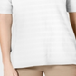 Charter Club Women's Cotton Texture Striped Elbow Sleeve Top White Size X-Large
