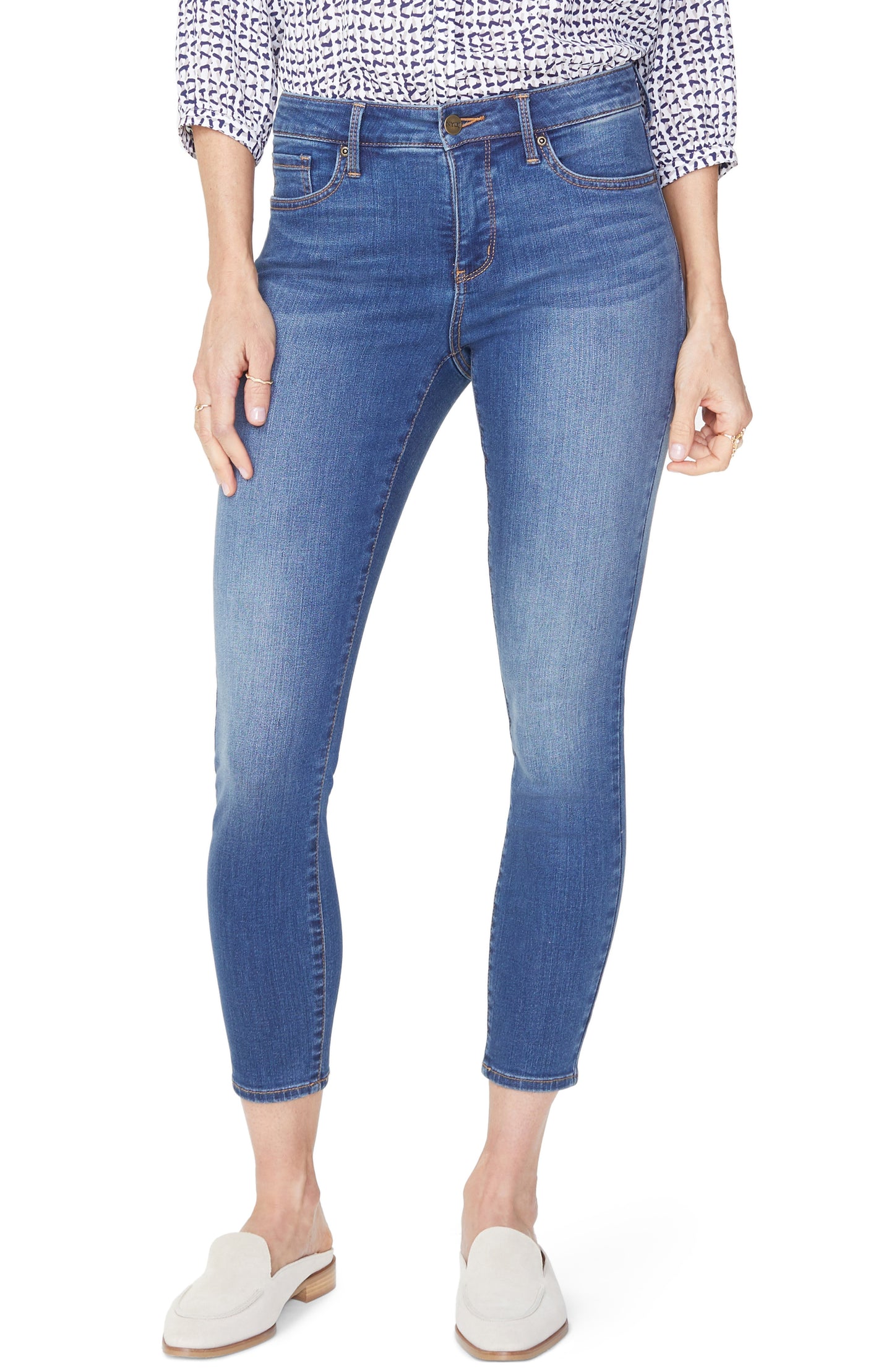 NYDJ Women's Ami Faded Skinny Ankle Jeans Blue Size 16
