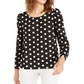 Alfani Women's Polka Dot Puff Sleeve Blouse Black Size X-Large