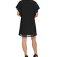 DKNY Women's V Neck Shutter Pleat Party Dress Black Size Medium