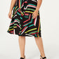 Bar III Women's Trendy Plus Printed a Line Skirt Black Size 14W