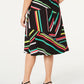 Bar III Women's Trendy Plus Printed a Line Skirt Black Size 14W