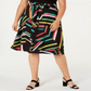 Bar III Women's Plus a Line Striped Skirt Black Size 24W