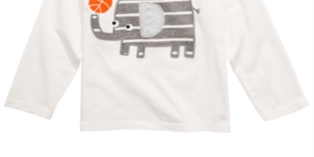 First Impressions Baby Boy's Long Sleeve Elephant T-Shirt White Size 24MOS