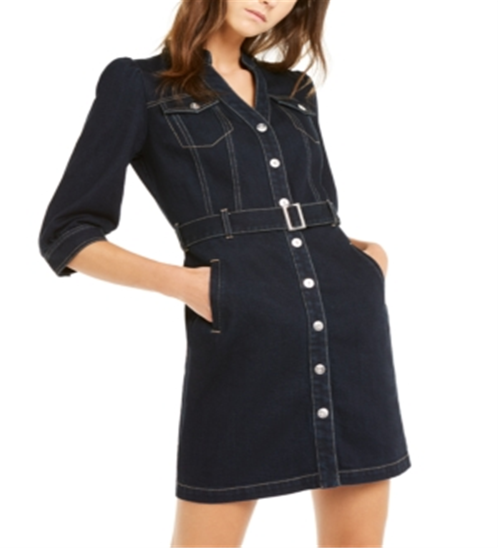 Inc International Concepts Women's Belted Denim Shirtdress Blue Size 12