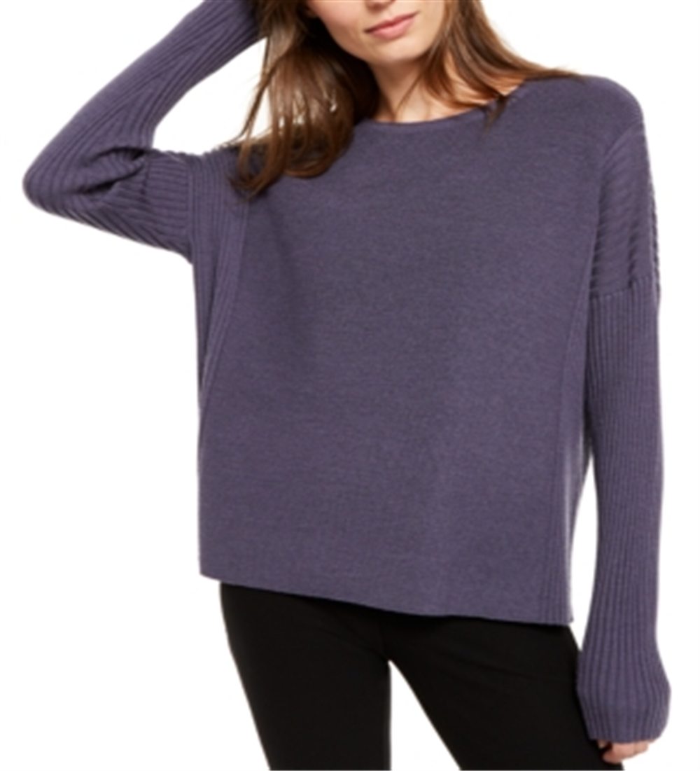 Eileen Fisher Womens Merino Wool Ribbed Pullover Sweater Purple Size M