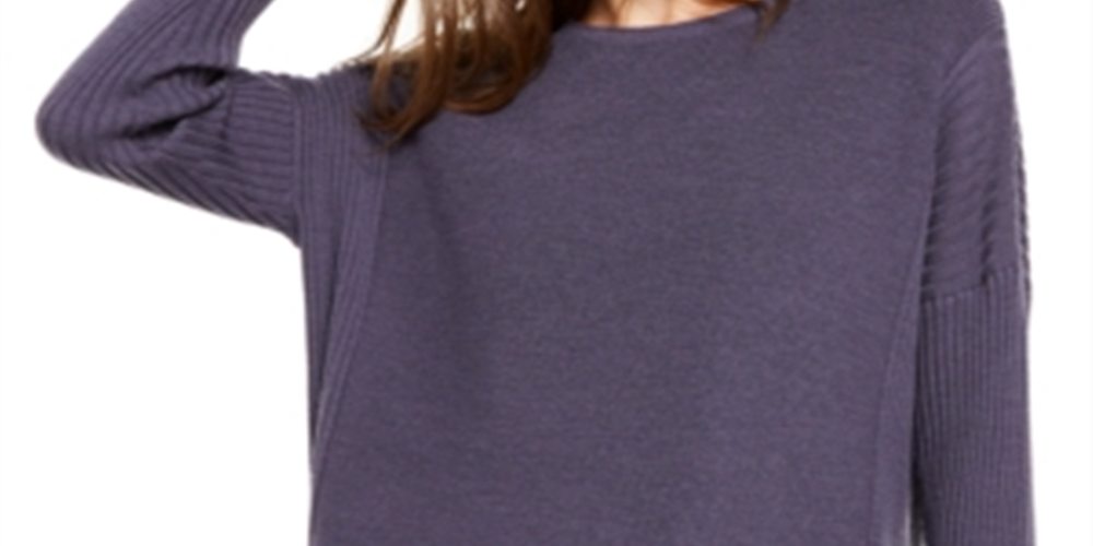 Eileen Fisher Womens Merino Wool Ribbed Pullover Sweater Purple Size M