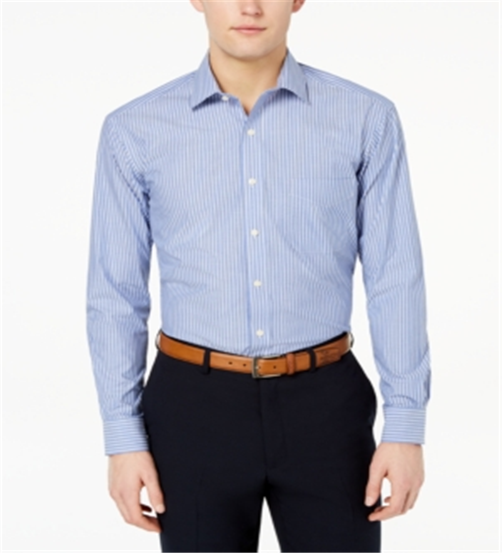 Club Room Men's Classic Regular Fit Stripe Dress Shirt Blue Size 32X33
