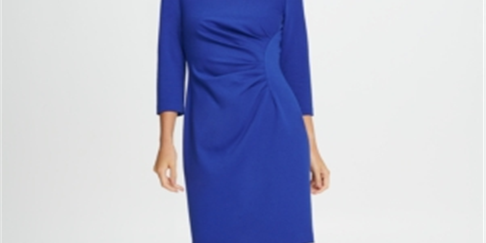 DKNY Women's  Ponte Side Ruche Sheath Dress  Marine Size 8