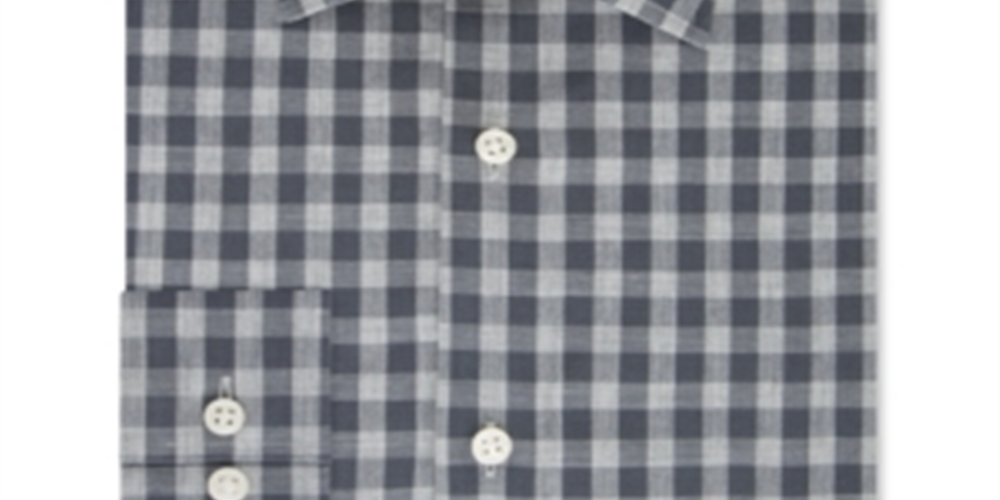 Michael Kors Men's  Airsoft Performance Stretch Check Dress Shirt Rock Gray Size 16.5X34-35