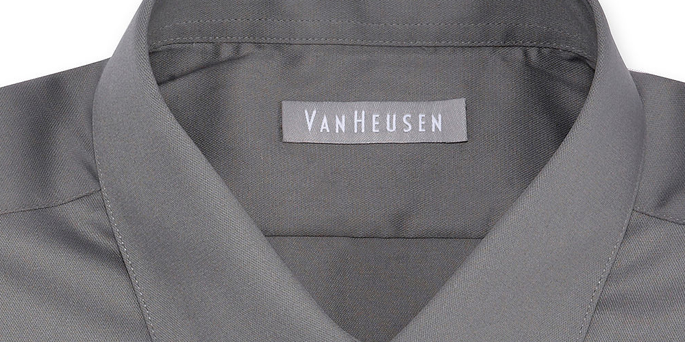 Van Heusen Men's Lux Sateen Regular Fit Button up Dress Shirt Gray Size 16X34-35