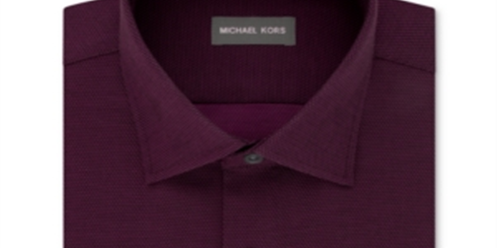 Michael Kors Men's Patterned Collared Dress Shirt Wine Size 16.5X34-35