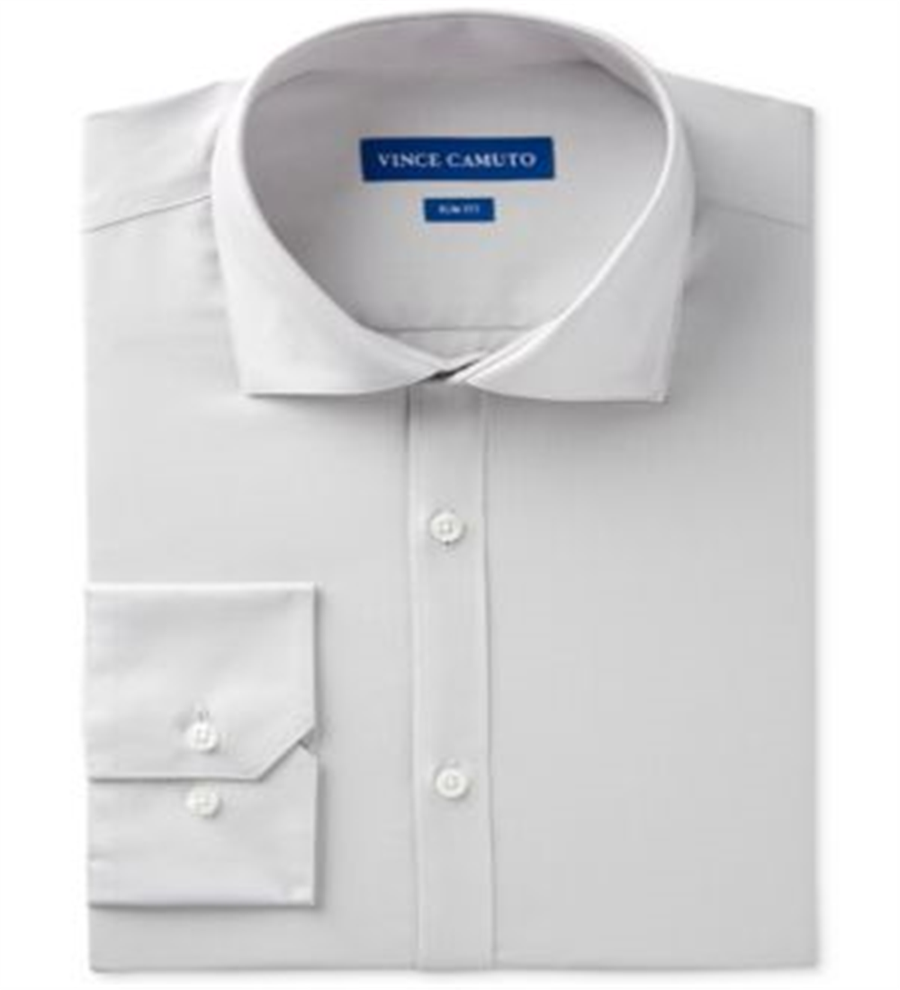 Vince Camuto Men's Slim-Fit Comfort Stretch Solid Dress Shirt  Gray Size 15.5X34-35