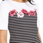 Karen Scott Women's Printed Elbow-Sleeve Top  Black Size Small