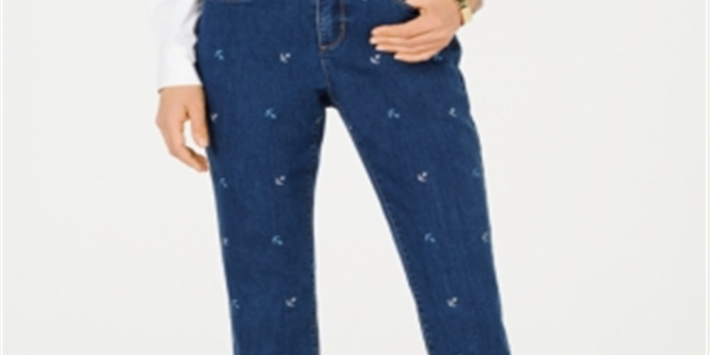 Charter Club Women's Embroidered Tummy-Control Crop Dia Wash Size  4