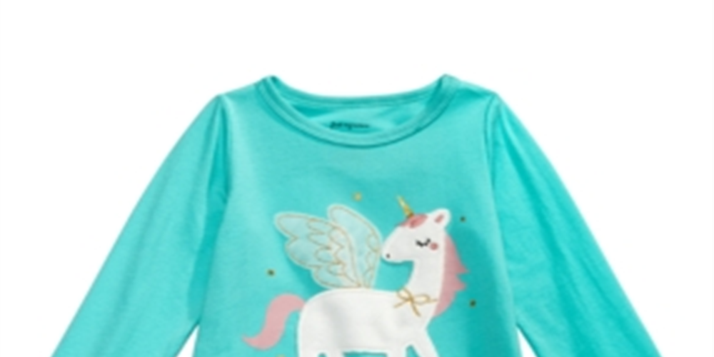 First Impressions Baby Girl's Unicorn Print Cotton T-Shirt Green Size 12 MOS