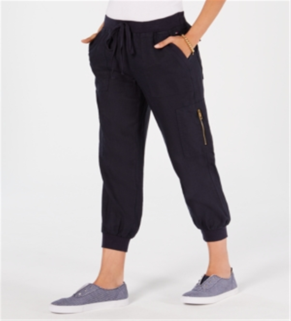Tommy Hilfiger Women's Linen Cargo Pants Blue Size XX-Large